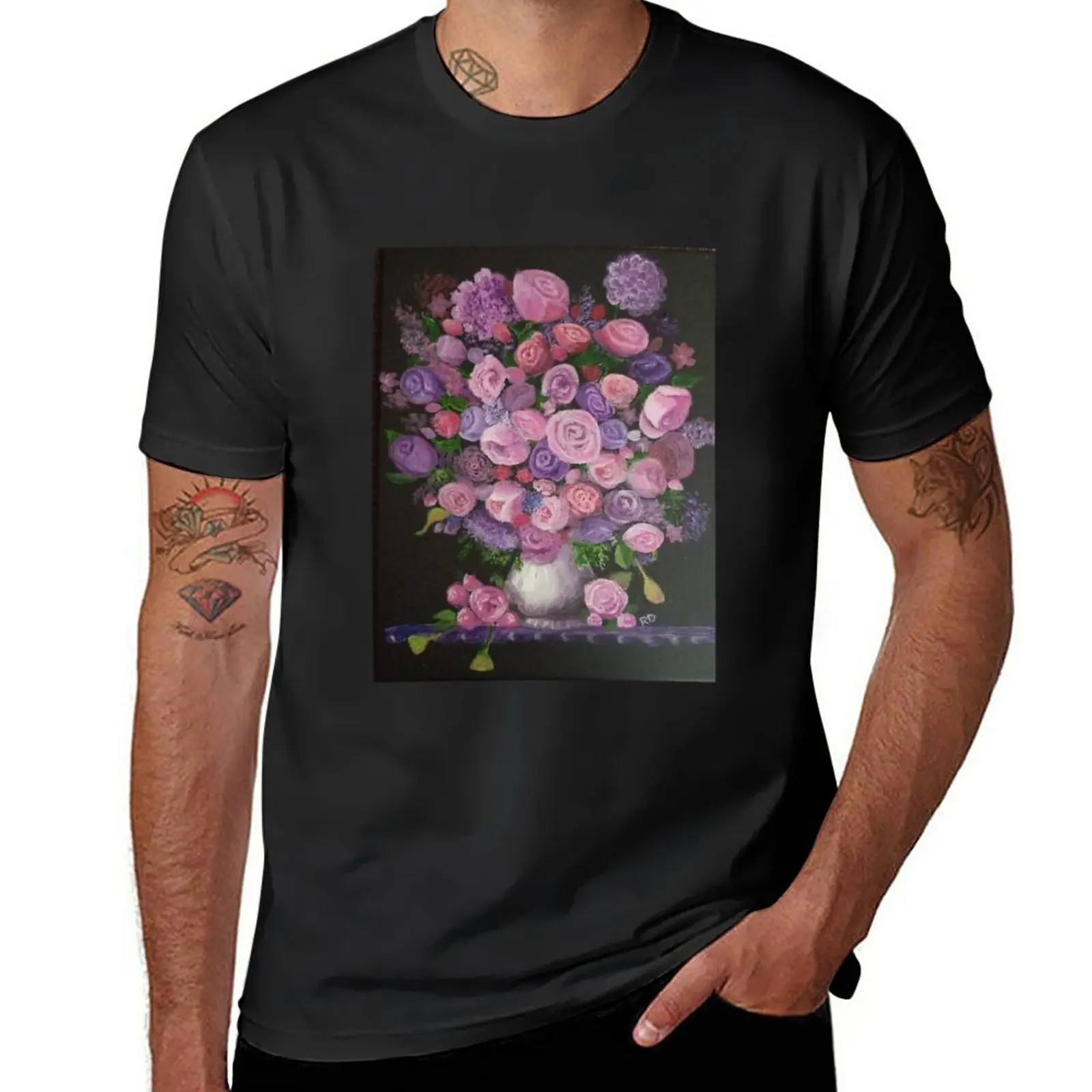 

Pink Roses T-Shirt quick drying plus sizes plain t shirts men