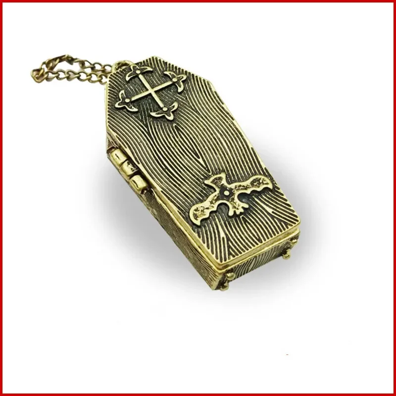 New Steam Punk Retro Gothic Coffin Necklace Bat Cross Coin Necklaces Can Be Opened Fashion Sweater Chain Men Jewelry 3