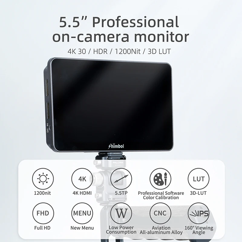 SHIMBOL M5 5.5'' Camera Monitor 1200nits High Brightness Support 3D LUT 4K30 Professional Live Shooting Monitor