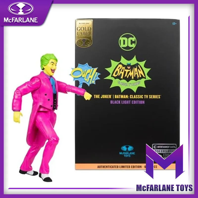 Mcfarlane Toys Dc Retro Joker Batman: Classic Tv Series Black Light Gold Label Personaggio Mobile Figura Figurina Da 6 Pollici.