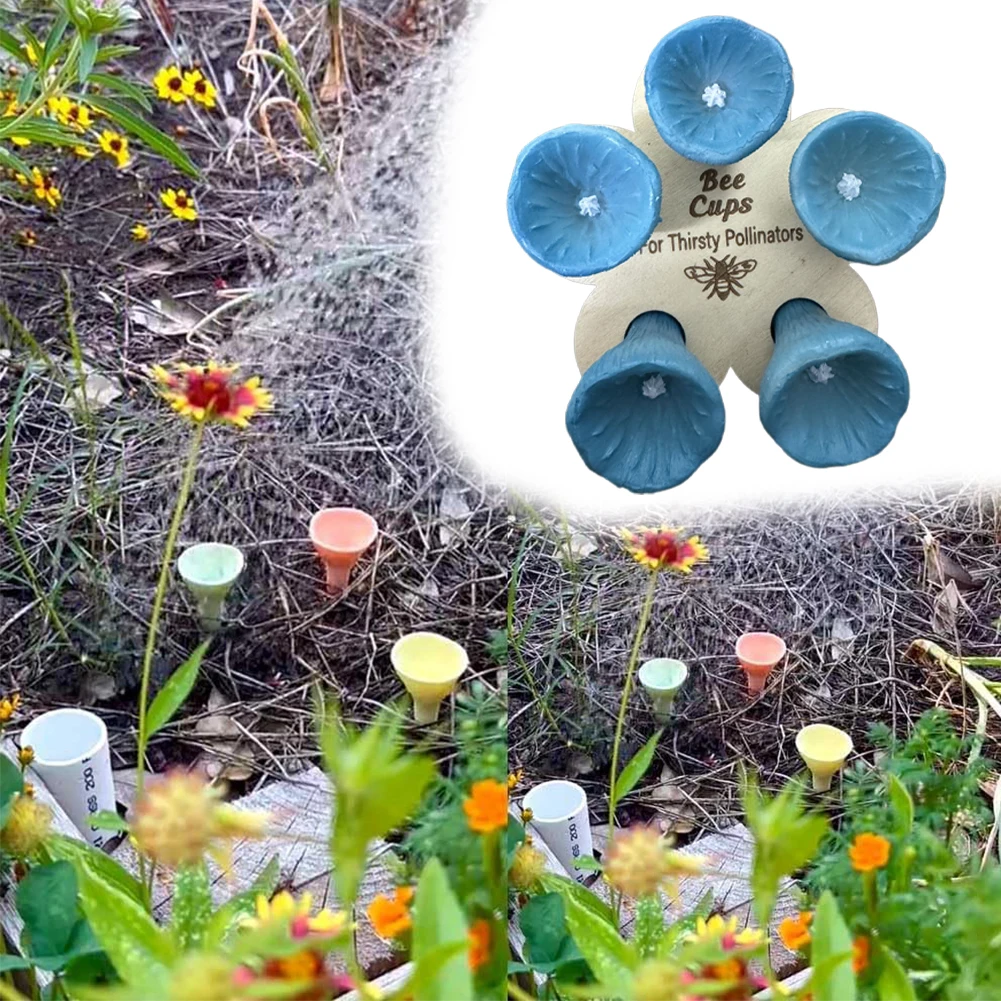 Bees Insect Drinking Cup Bee Drinking Fountain Cup Flower Shape Bees Water Feeder with Holder Beekeeping Supplies 5Pcs beekeeping accessories,bees water feeder