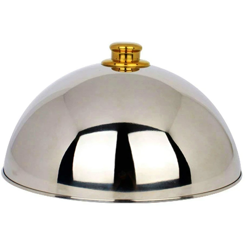 

12 Inch Stainless Steel Cheese Melting Dome And Steaming Cover,Polished Steak Cover,Cloche Serving Dish Food Cover,Best For Flat