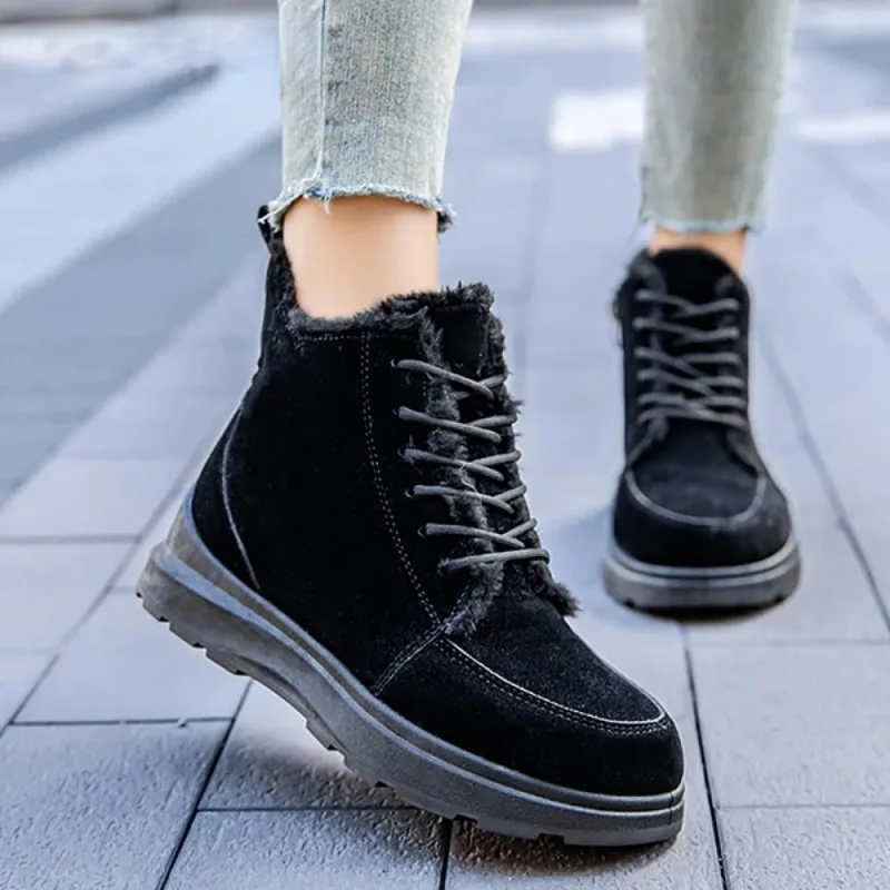 New Wedges Snow Ankle Boots Winter Casual Warm Side Zipper Platform Shoes for Women Plush Non Slip Female Footwear Botas Mujer