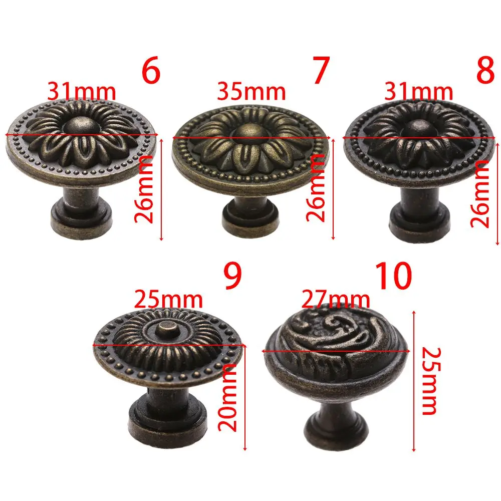 Antique Style Pull Handles Bronze Tone Retro Alloy Kitchen Drawer Cabinet Door Knobs Furniture Hardware Fittings 2Pcs