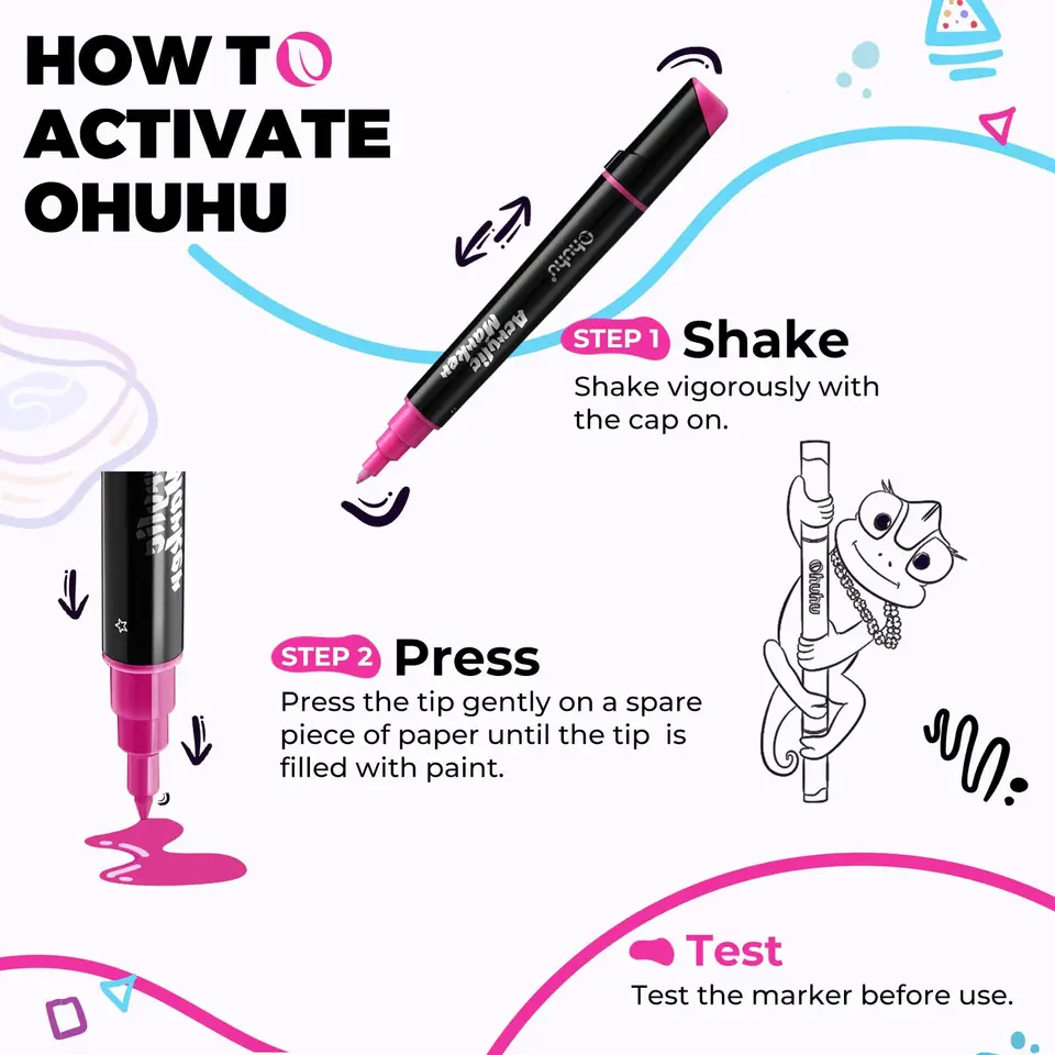 Ohuhu Stylos De Peinture Acrylique 90 Couleurs, Pointes Doubles (ronde & Fine) Marqueurs Acryliques Haute Couverture Stylos De Peinture Imperméables Résistants à La Lumière Pour Peinture Sur Roche