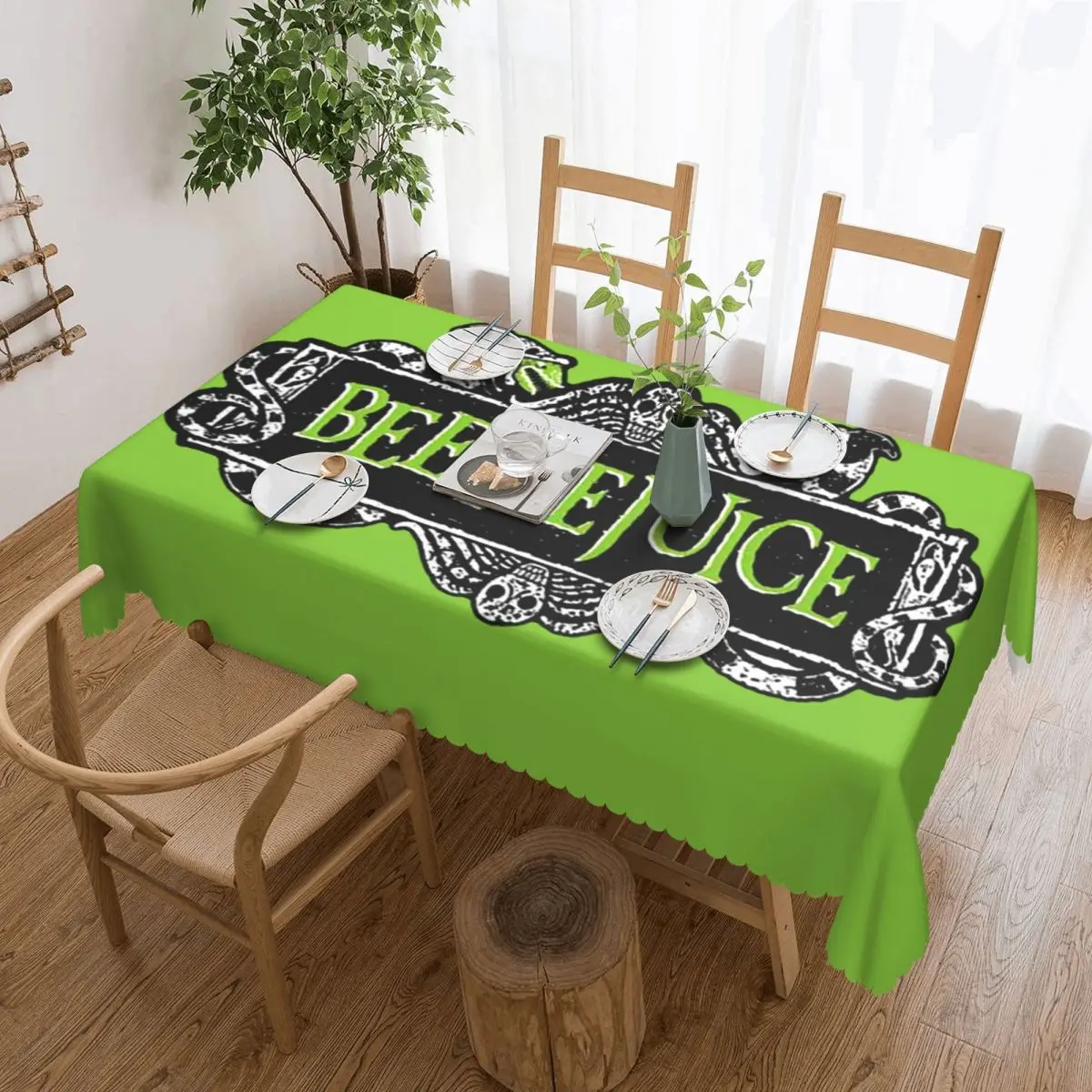 Rectangular Fitted Tim Burton Horror Movie Table Cloth Waterproof Tablecloth Outdoor 45"-50" Table Cover
