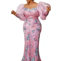 Robe de Soirée Africaine Rose à Manches sulfpour Femme, Tenue Élégante, Vêtement Africain, Automne 4