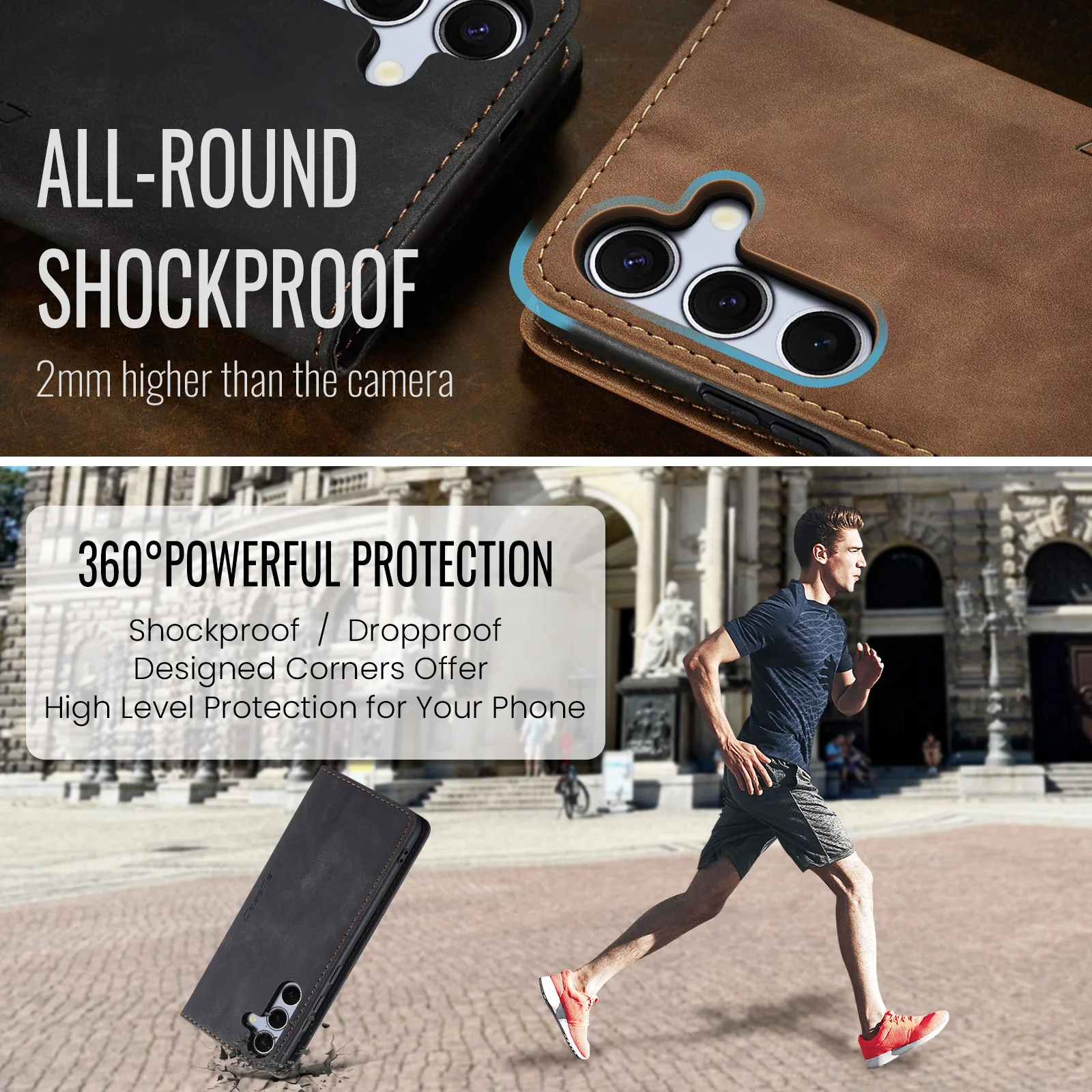 Luxury Retro Leather Wallet Phone Case with Multiple Card Slots and Stand Function