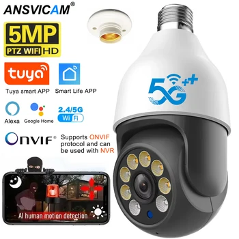5MP 5G Bulb Camera E27 WiFi TUYA Smart Life PTZ IP CCTV Outdoor Night Vision 3MP Security Video Bulb Surveillance Camera TUYA 1