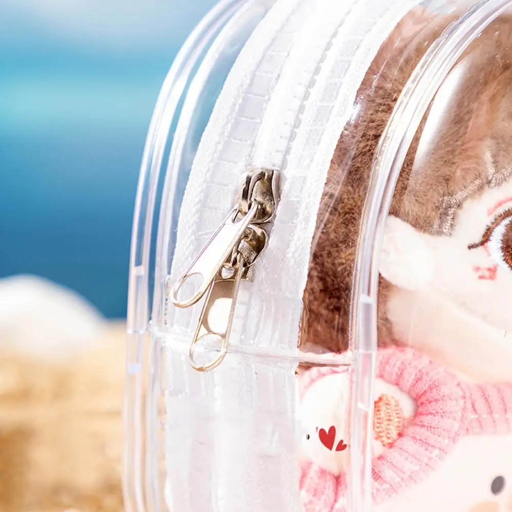 15cm Transparent Plush Dolls Mystery Box Keychain Thicken Zippers Organizer Box Storage Pouch Outdoor Doll Display Bag Wallet