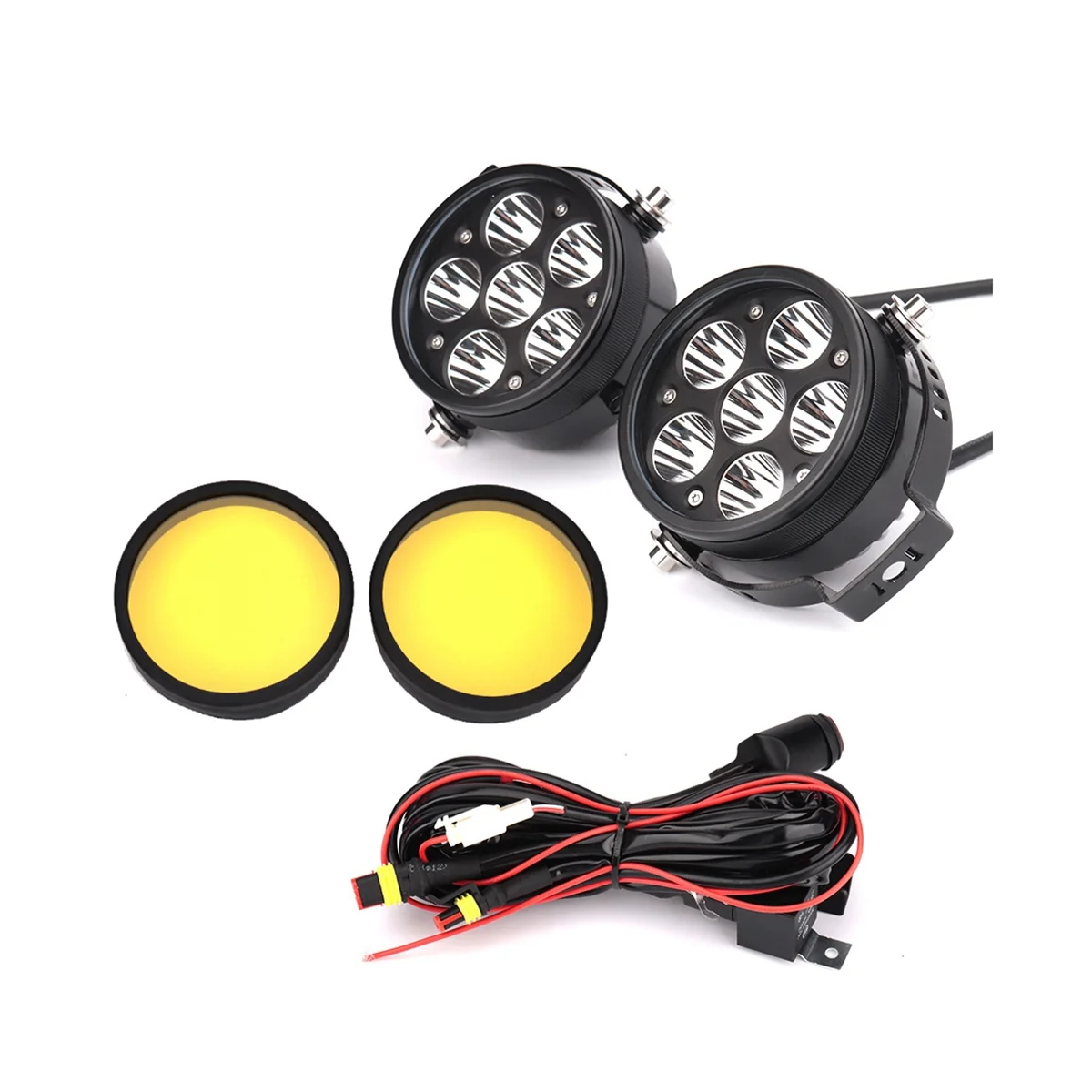 Per Bmw R1200Gs Lc Adv R1250Gs F900R R9T Universale Moto Led Faro Ausiliario Fendinebbia Faretto, Giallo