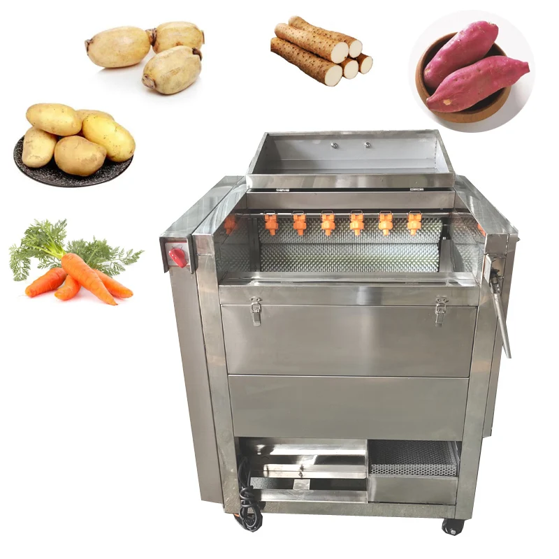 

Industrial vegetable potato carrot taro cassava ginger yam root washing and peeling washer peeler machine