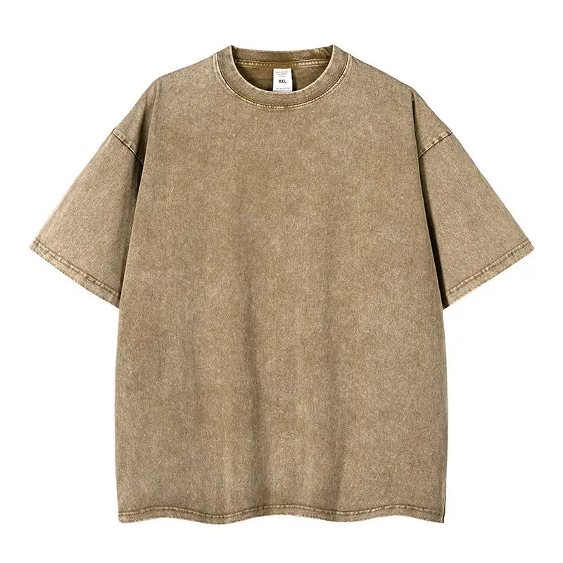 American Size Men's 100% Heavy Cotton Retro Washed T-shirts