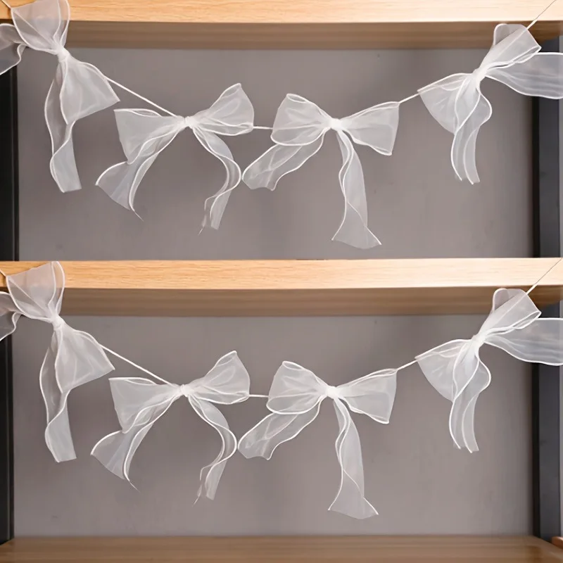 Bowknot Banner Hanging Pendant Garlands For Girls Princess Birthday Party Decor Baby Shower Wedding Party Photo Background Decor