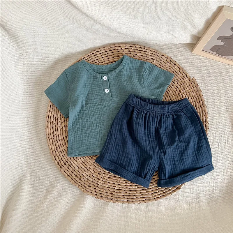 MILANCEL 2022 Summer Baby Clothing Set  LinenTee and Shorts 2 pcs Boys Suits Infant Girls Suit baby clothes mini set