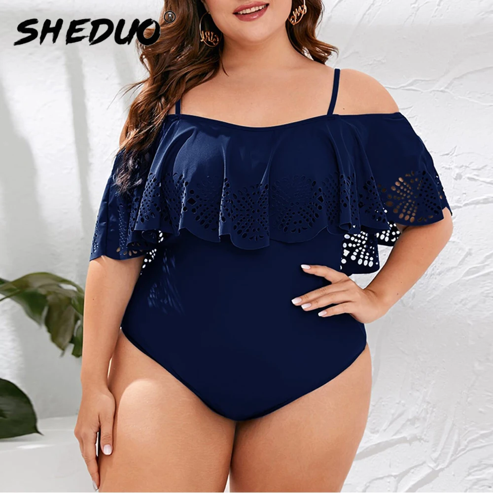 Sexy Off The Shoulder Solid Swimwear Women One Piece Swimsuit Female Bathing Suit Ruffle Monokini Swim Wear Push Up Set women sport swimsuits women swim dresses
