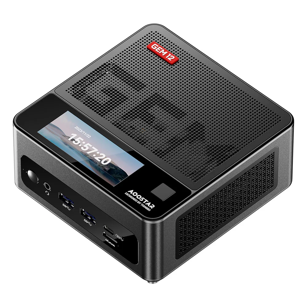 AOOSTAR GEM12 Pro Max Mini PC with Display, Fingerprint Unlock