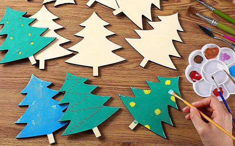 

Необработанная Рождественская елка, 25 шт./50 шт., необработанная Деревянная Рождественская елка, пустые украшения, рождественские поделки, яркая картина