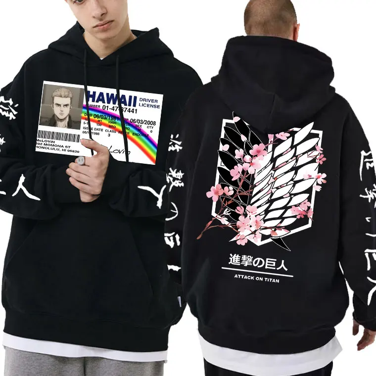 

Japanese Anime Attack on Titan Mclovin Graphics Print Hoodies Men Women Fashion Casual Oversized Harajuku Hoodie Man Sweatshirt