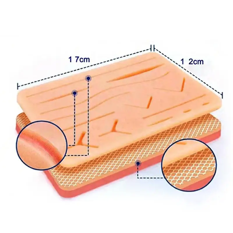 Kit di Sutura Chirurgica Riutilizzabile con Pad in Silicone per Pratica di Sutura su Ferite Cutanee, Modello per Addestramento e Simulazione di Ferite Traumatiche - immagine 2