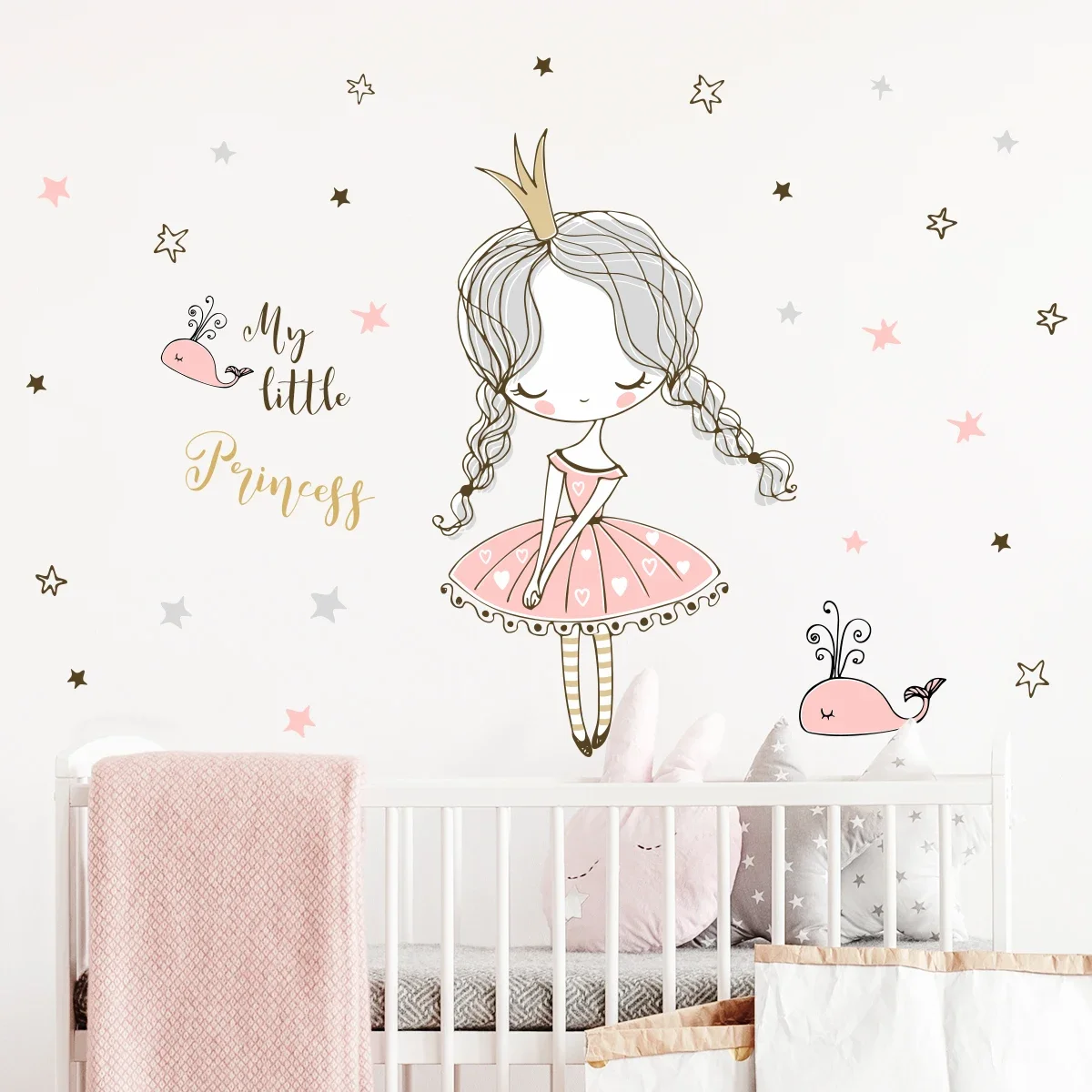 Cute Cartoon Little Princess Star Wall Stickers for Girls Bedroom ...