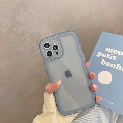 Transparent Wavy lines Phone Case For iPhone 13 12 11 Pro Max X XR XS Max 7 8 Plus SE 2020 Shockproof Bumper Cases Cover