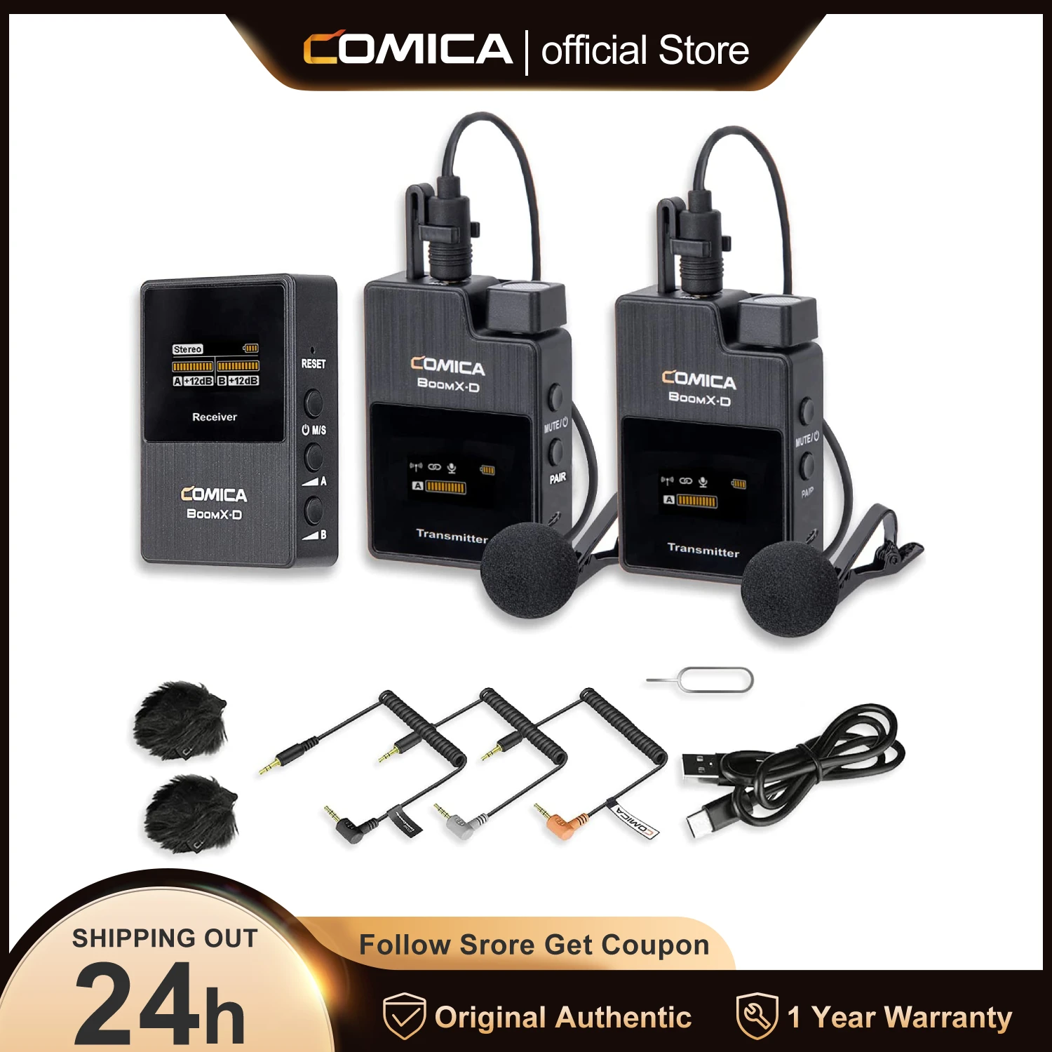 

Comica BoomX-D 2.4G Wireless Microphone Dual-channel Lapel Microphone Condenser Lavalier Mic For PC Smartphone Camera Youtube