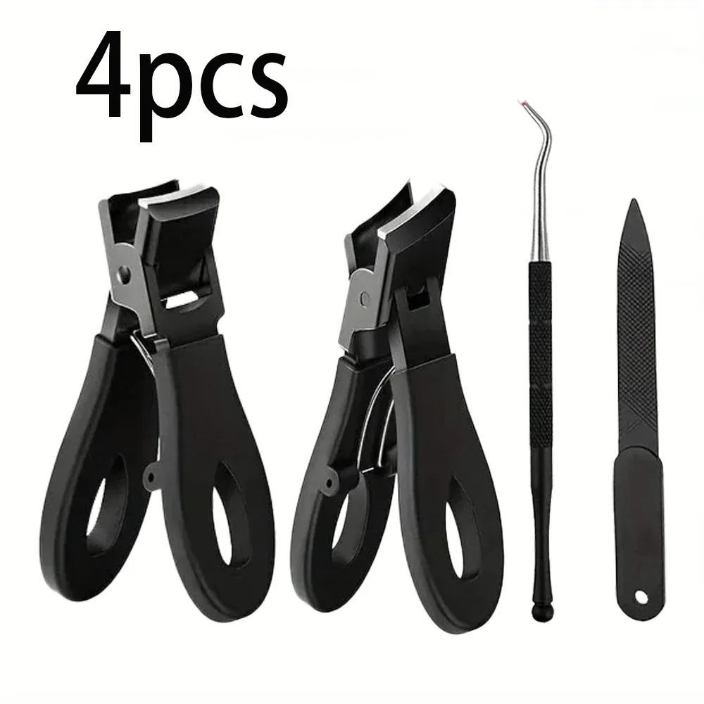 1/3/4/5-teiliges Edelstahl-Zehennagelknipser-Set mit ergonomischem Griff, inklusive Schere mit breiter Klinge, Nagelfeile und Nagelhautentferner – Detail 2