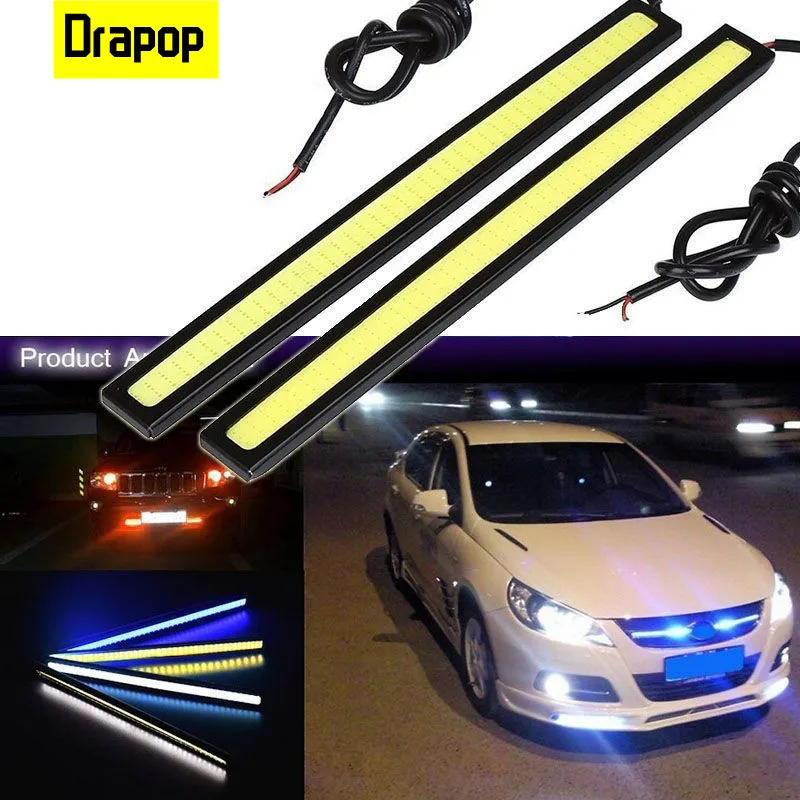 Car LED Daytime Running Light 12 V 6000K-8000K Waterproof Super Bright COB DRL Fog Light Car Decorative Lamps Strips 2 Pcs for led car lights,led lights,led car decorative lights,led fog lamps