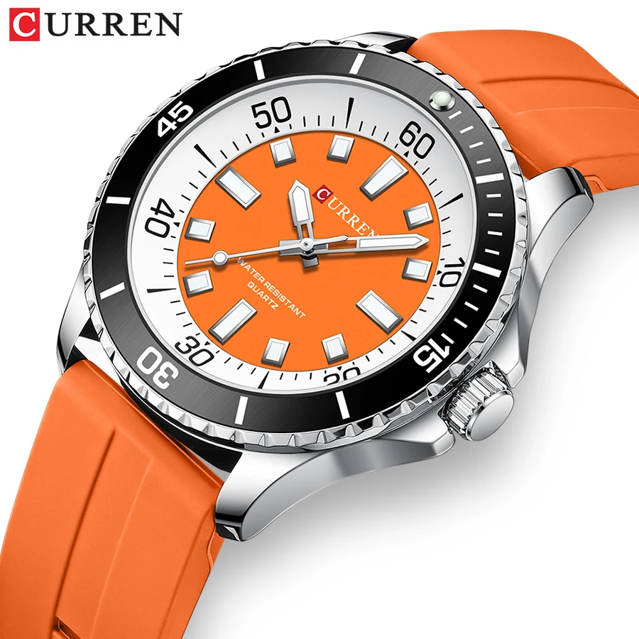 CURREN Fashion Watch For Men Silicone belt Chronograph Sport Wristwatch Waterproof Luminous Dive Male Clocks Relogio Masculino