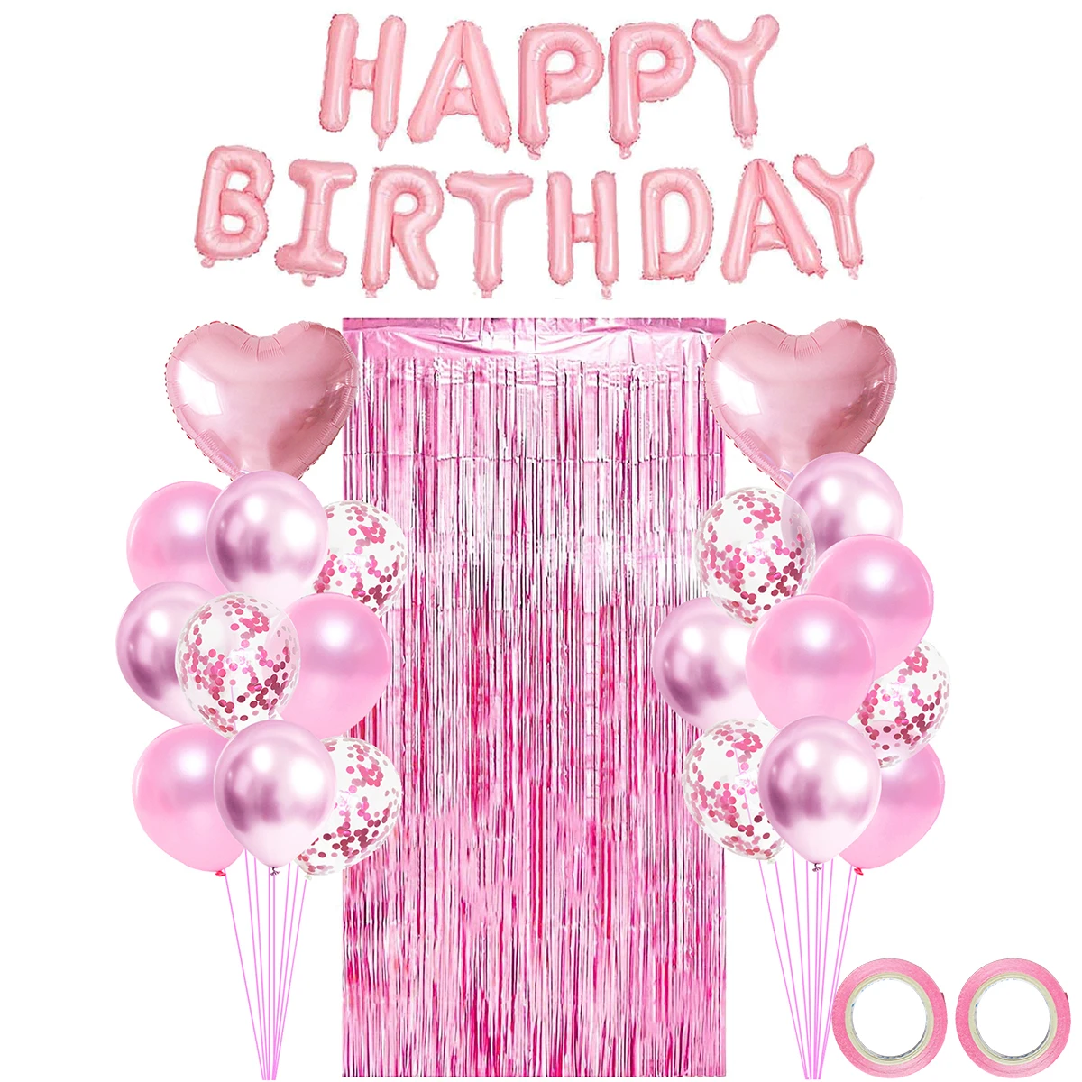 Oro rosa Buon Compleanno Sfondo 7x5FT Fiore Rosa Palloncino Fotografia Sfondo Donne Ragazze Compleanno Decorazioni Puntelli Foto