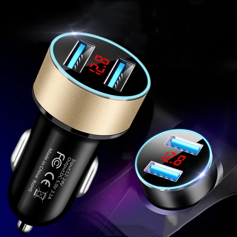 듀얼 USB 소켓 3.1A 휴대폰 충전기 담배 조명 플러그 전원 어댑터, 2 포트 USB 디지털 LCD 전압 디스플레이, 12V 24V 차량용
