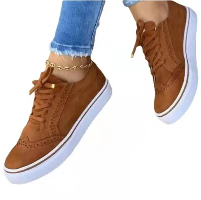 Autumn New Women Shoes Lace Up Ladies Flats Sudes Female Spring Vulicanized Shoes Fashion Woman comfortable casual shoes spring autumn new sneakers women flat platform flock shoes woman fashion casual solid lace up high top breathable ladies shoes