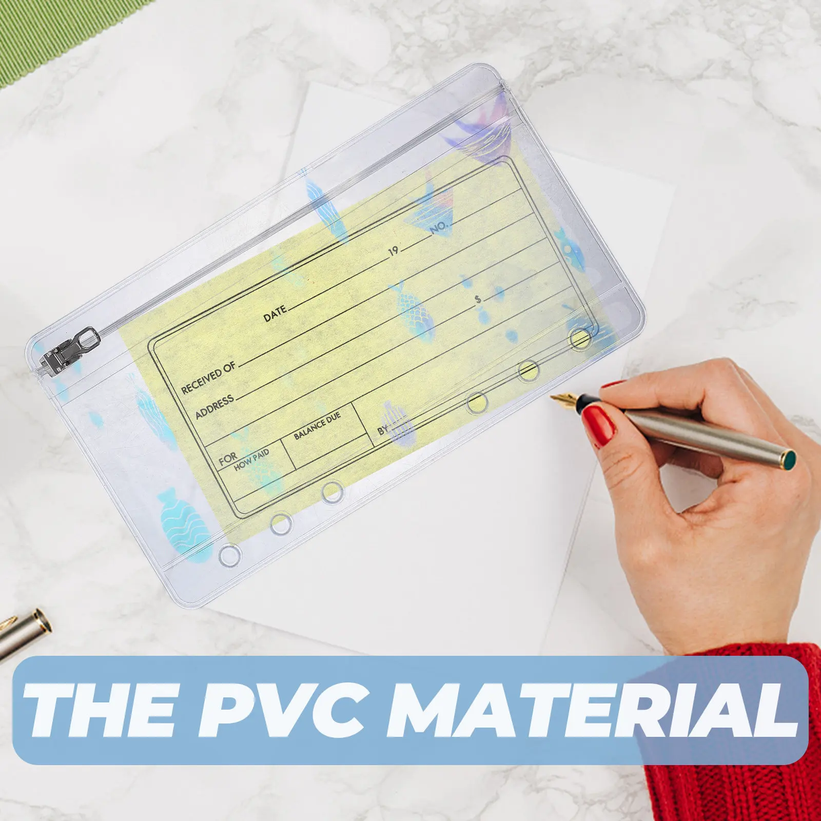 바인더 지퍼 포켓 리필 PVC 명함 수납 파우치 (6링 바인더 오거나이저, 루즈리프 노트, 문구류 홀더용)