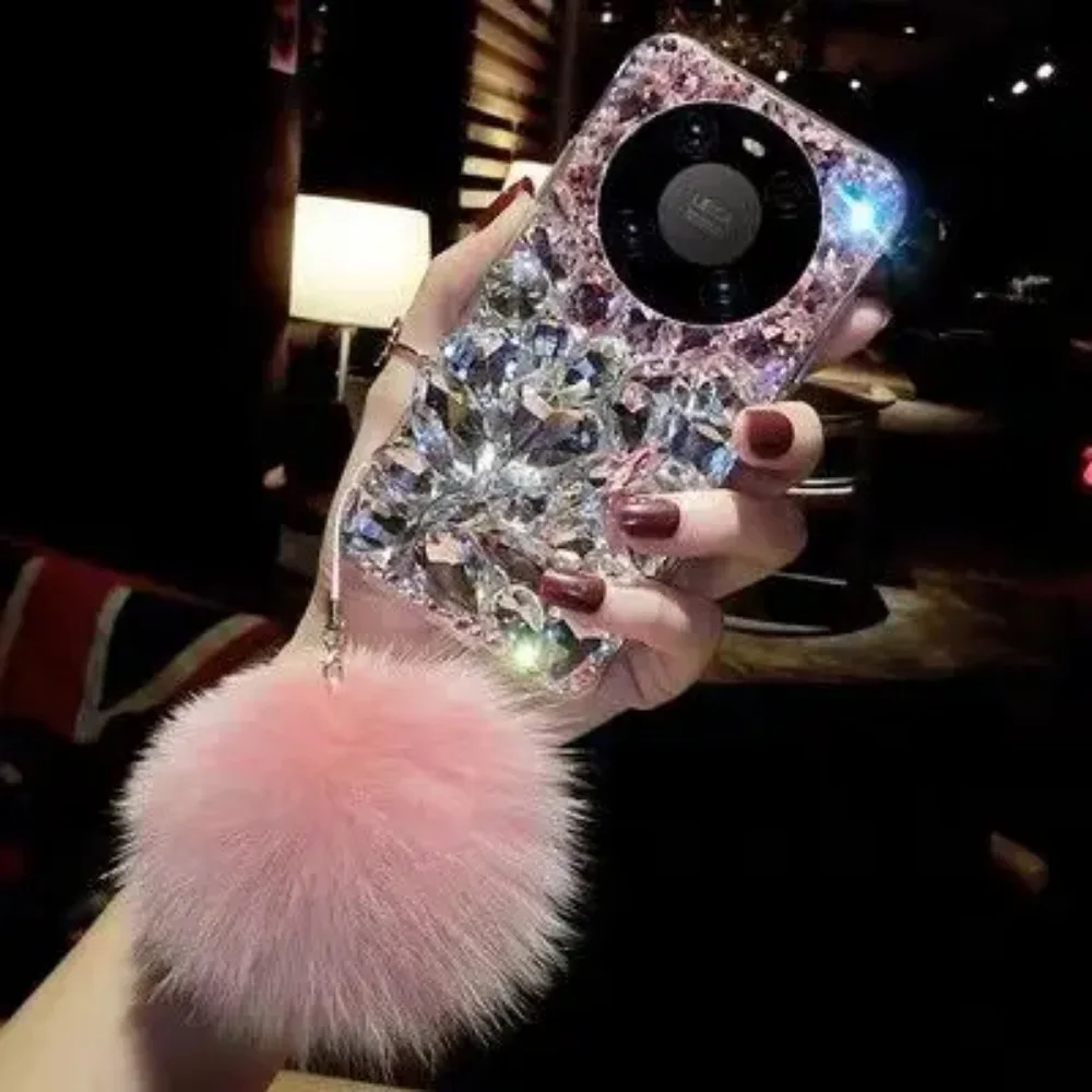 Glitter Diamond Tassel Pendant Case for Huawei Mate 60 Pro Mate50 Mate40 Mate30 P50 P40 P30 Nova10 Bling Rhinestone Luxury Cover