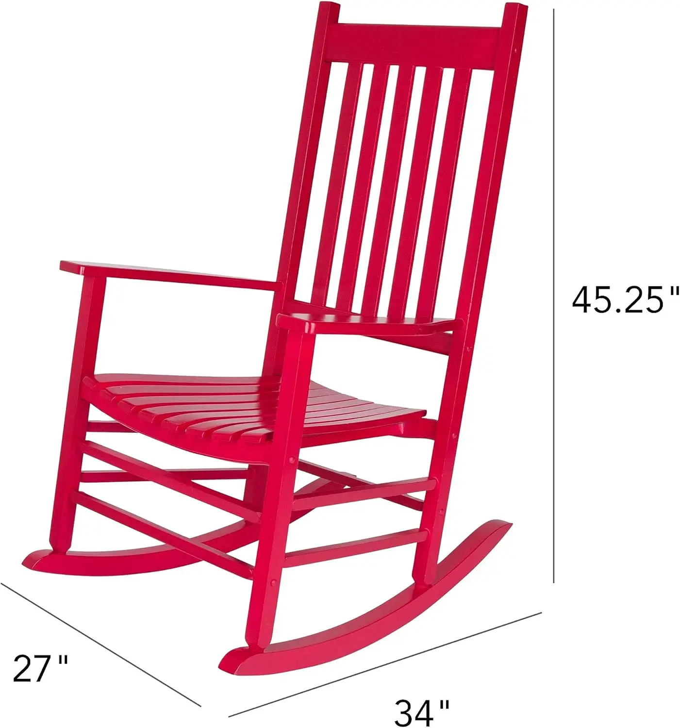 Vermont Porch Rocker, High Back Wood Rocking Chair, Chili Pepper