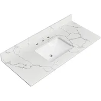 Bathroom Vanity Top with Undermount Rectangular Middle Sink and 4" Height Backsplash, Pre-Drilled 8 Inch Faucet Hole 2