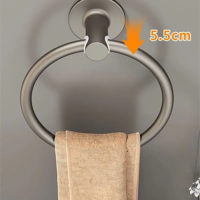 Simple Towel Ring Without Punching Bathroom Towel Hanging Space Aluminum Alloy Ring Bathroom Rack Non-slip RingZF218