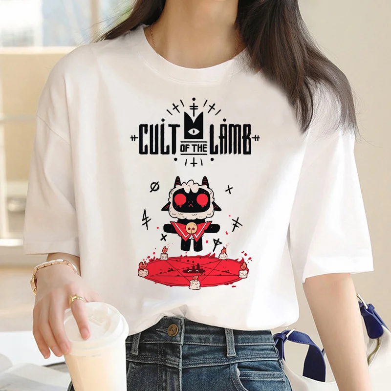 T-Shirt Cult Of The Lamb Abbigliamento Uomo Anime Giapponese Stampa Grunge Vestiti T Shirt Coppia Vestiti