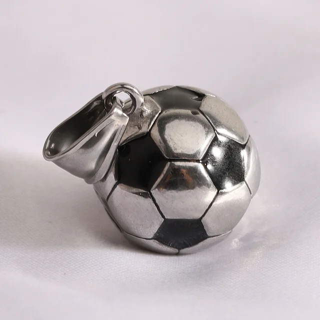 Collana Pallone Da Calcio In Acciaio Inox - Ciondolo 3D Con Scatola Regalo Per Appassionati Di Calcio - Foto 2