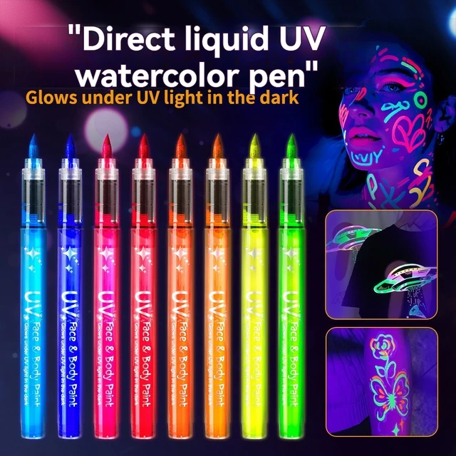 8 Colors/set Neon UV Fluorescent Acrylic Paint Pens, Paint Markers, Glow in The Dark Bright DIY Luminous Marker Pen Art Supplies 1