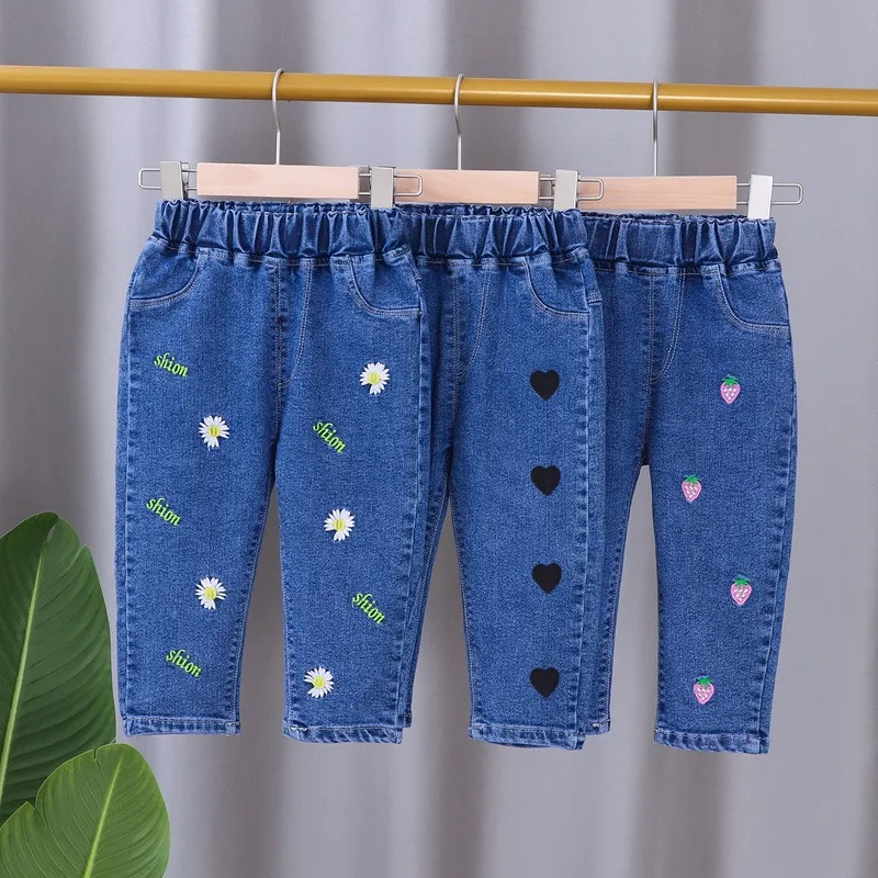 New Girls Spring Autumn One Piece Jeans Loose Soft Cartoon Sweet Lovely Fashion All-match Outdoor