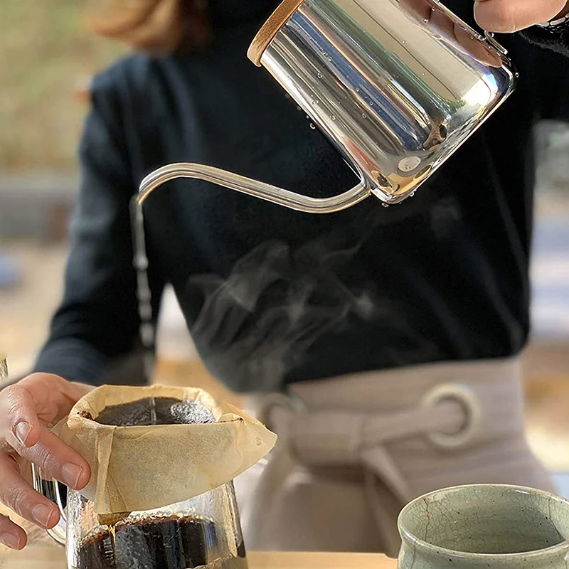 Coffee Kettle 350ML/600ML Drip Kettle Coffee Tea Pot Non-stick Coating Food Grade Stainless Steel Gooseneck Thin Mouth Coffee Drip Kettle