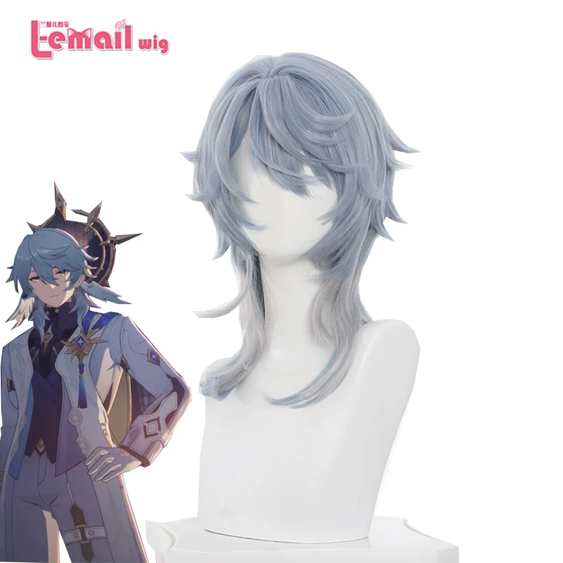 

L-email wig Synthetic Hair Game Honkai: Star Rail Sunday Cosplay Wig 48cm Long Man Blue Color Cos Wigs Heat Resistant Wig