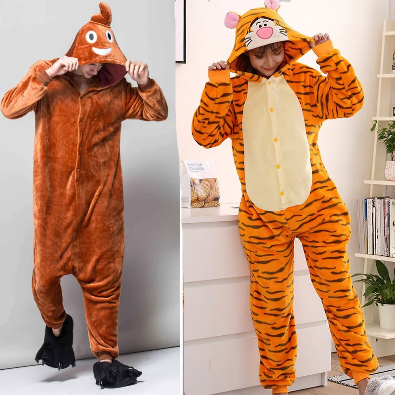 Adults Animal Unicorn Pajamas Winter Sleepwear Kigurumi Panda Rabbit Wolf Pyjamas Women Onesies Anime Costumes Jumpsuit
