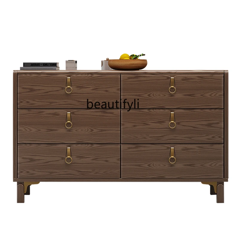 

Solid Wood Ash Chest of Six Drawers New Chinese Modern Minimalist Storage Drawer Small Apartment Storage Cabinet furniture