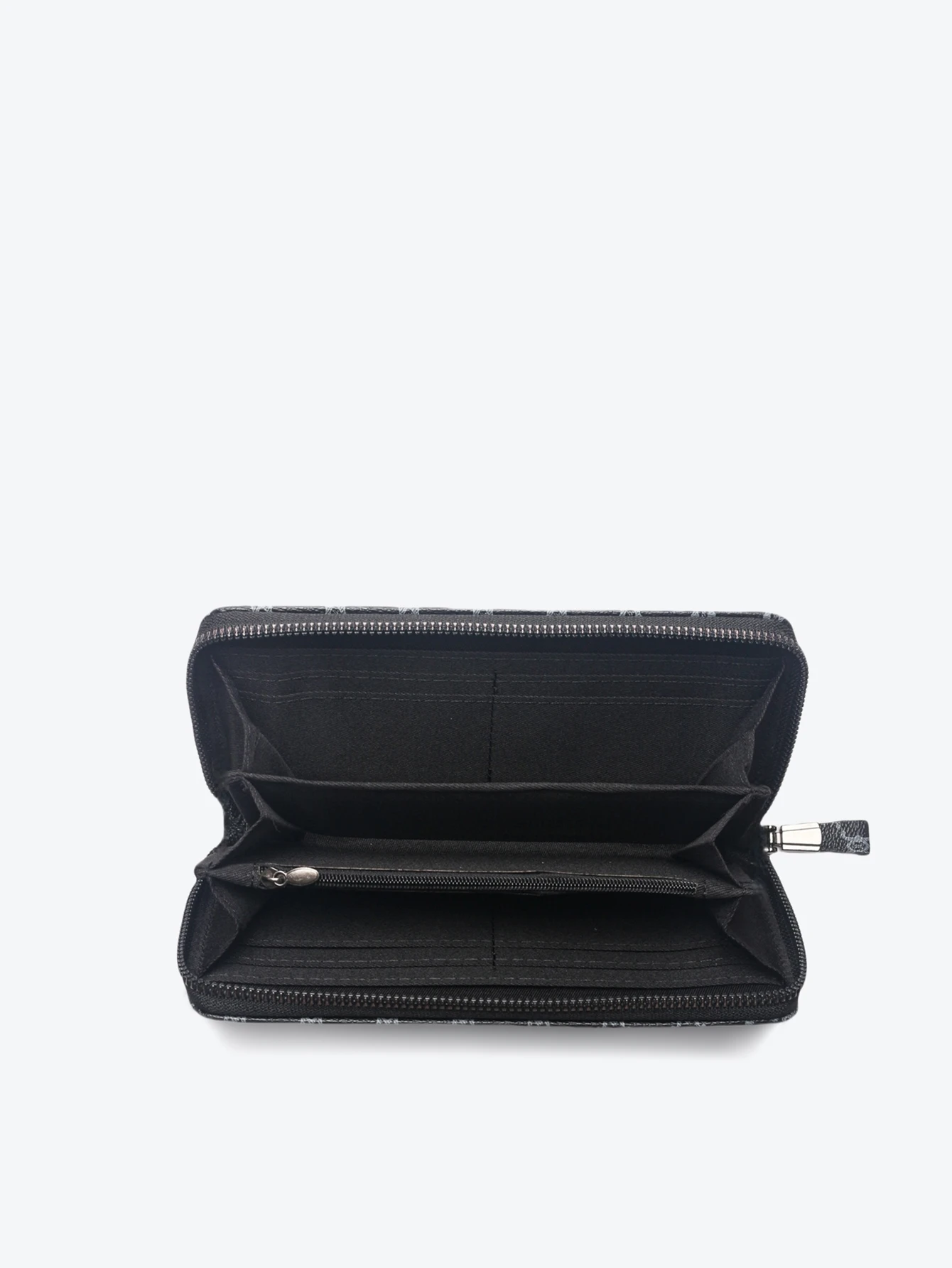 Men's Large Capacity Geometric Zipper Wallet with Multiple Compartments
