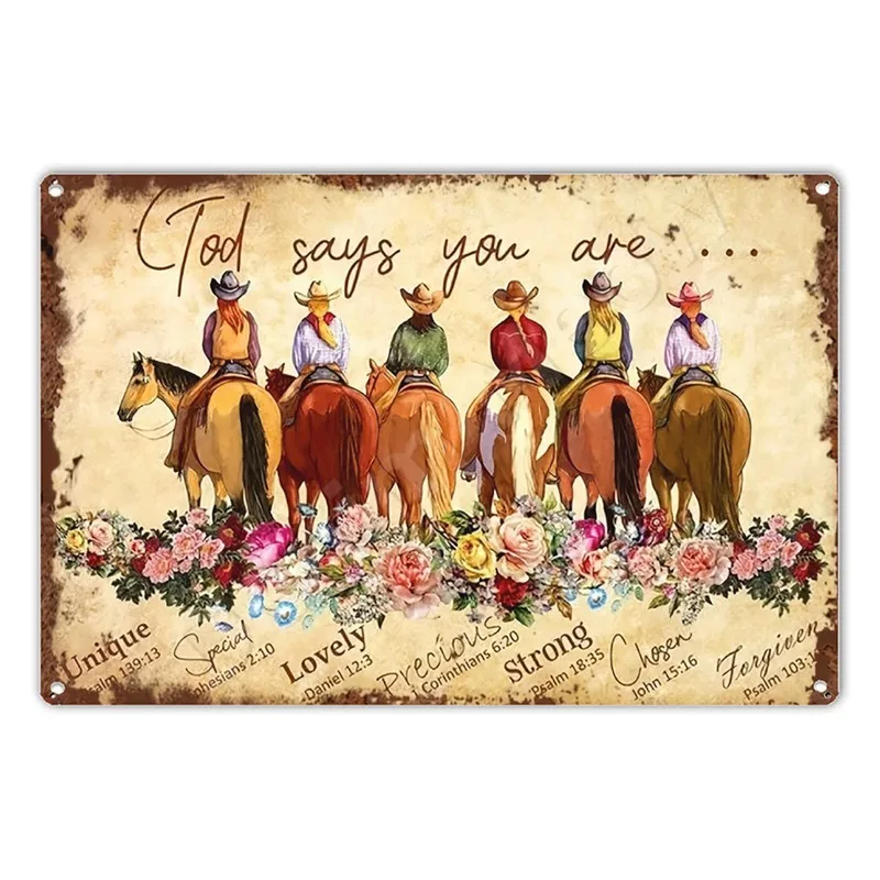 Lsjuee The Cowboy Leads The Horse to Visit The Beloved GirlRetro Retro Metal Iron Painting Tin Sign Wall Decor Poster Plaque en Aluminium pour Café Bar Pub Maison Bière Décoration
