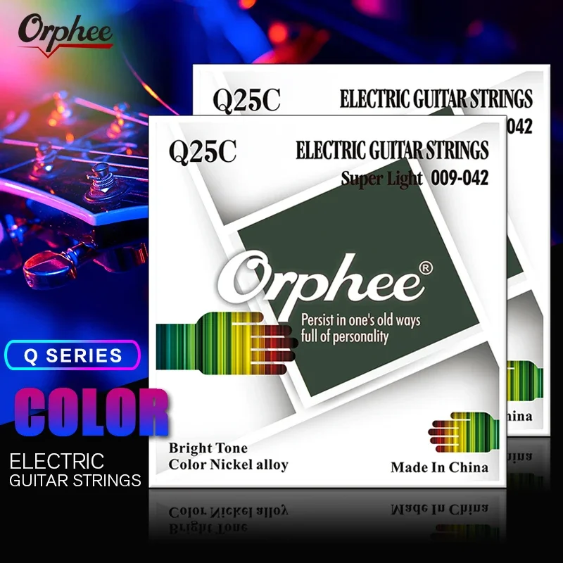 

Orphee Q25C Electric Guitar Strings Hexagonal Carbon Steel Alloy Colored Electric Guitar Strings Guitar Parts & Accessories