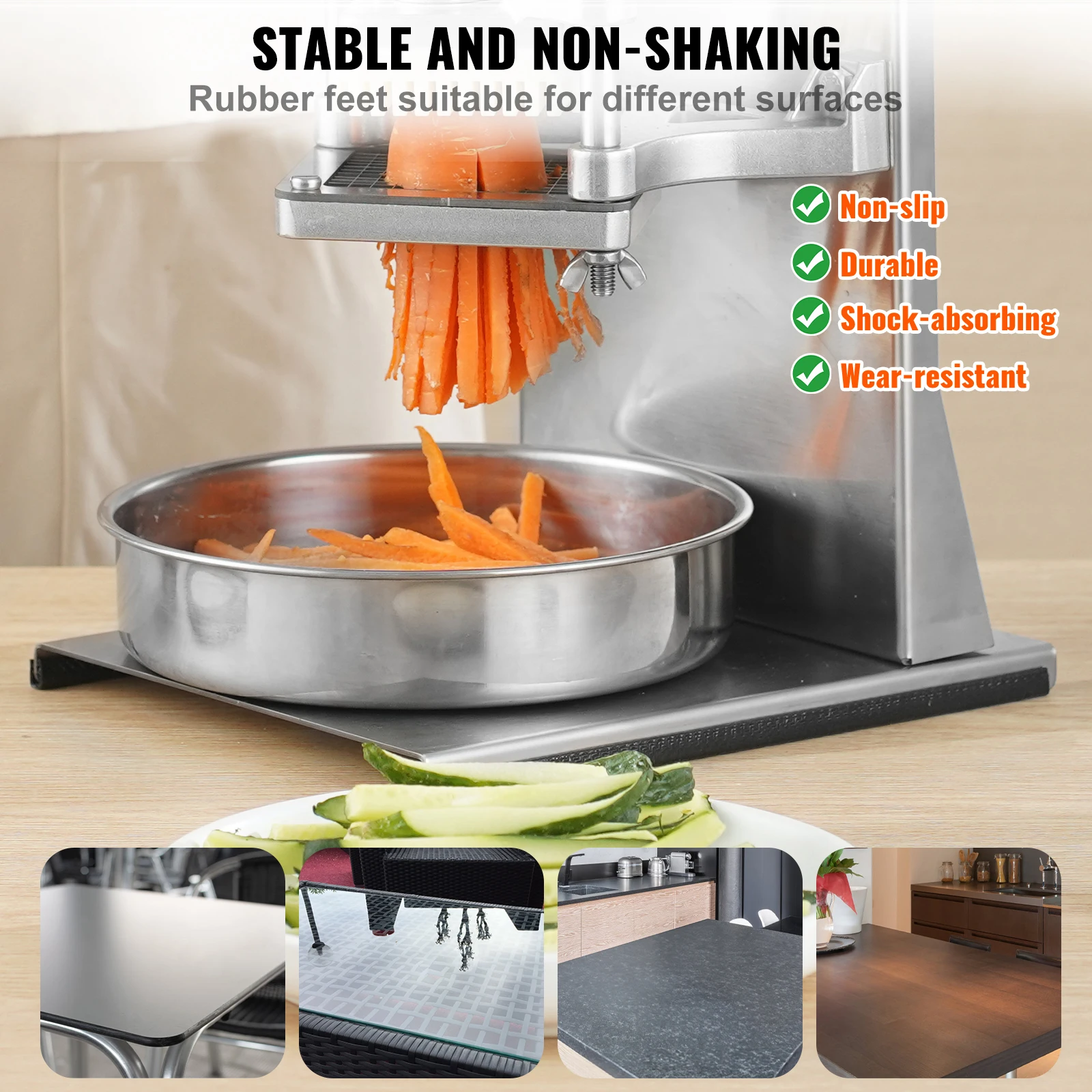 SucceBuy Commercial French Fry Cutter with 4 Replacement Blades Lemon Potato Cutter for French Fries with Extended Handle 5